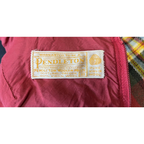 VTG Pendleton Wool Plaid Red Yellow Green Shooting Dress Turtleneck Lined sz 18 - Picture 10 of 12
